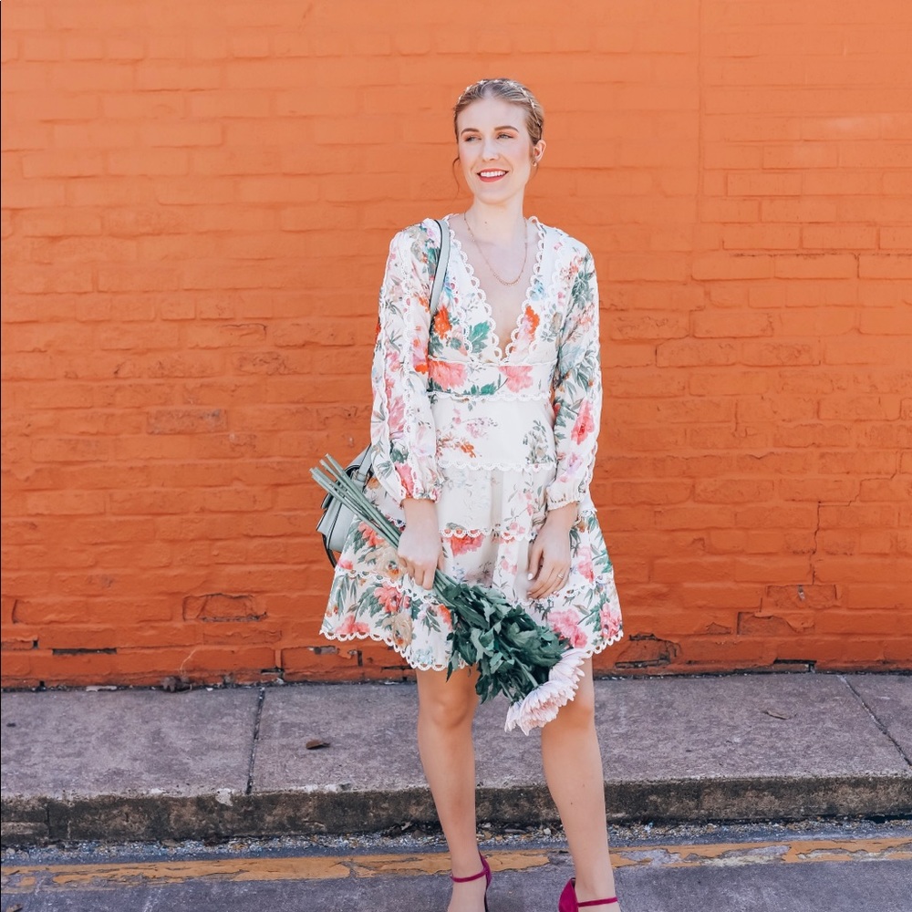 Chicwish Floral Long Sleeve Mini Dress